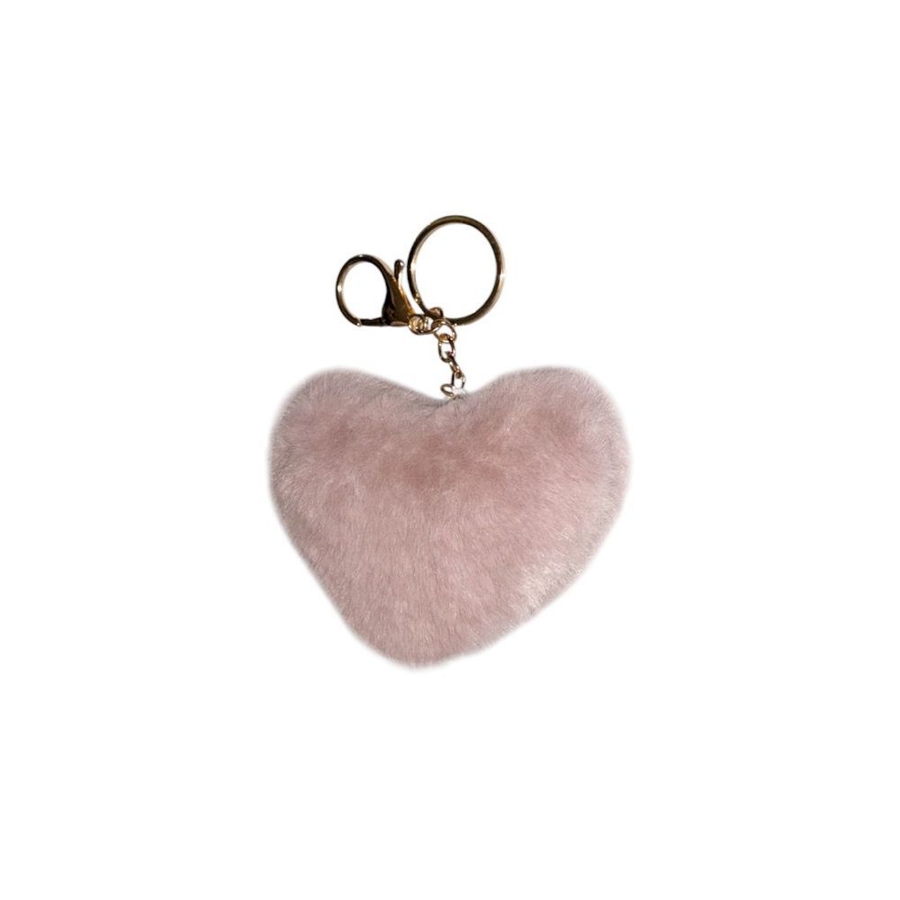 NEW Pink Heart Plush Keychain Keyring Bag Charm